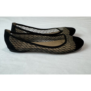 Zigisoho Ballet Flats Mesh Black Sheer Y2K Parisian Chic Cap Toe Women Size 6.5